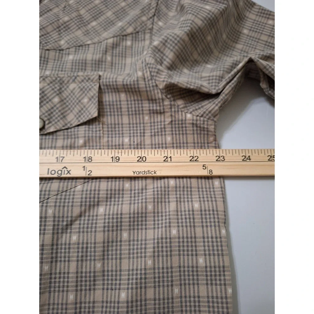 Gibson Shirt Mens L Grey Plaid‎ Pearl Snap Western Country Rodeo Retro